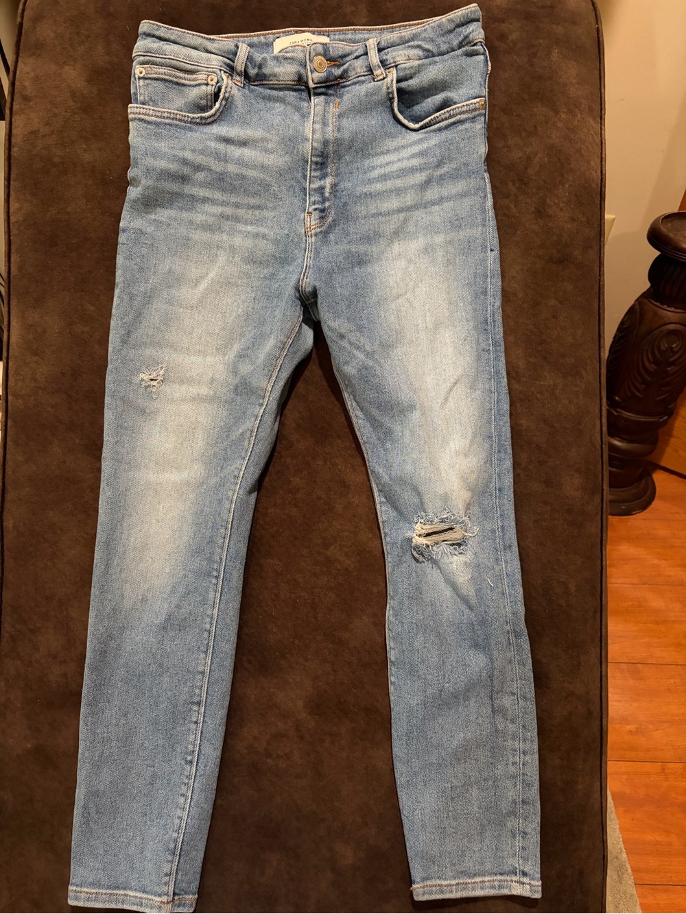 Zara Light Blue Skinny Ripped  Jeans